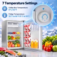 HOMCOM 73 L Mini Fridge with Chiller Box, Single Door Compact Refrigerator, Adjustable Thermostat, Reversible Door, Grey(m-5)