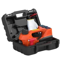 HOMCOM Cric Hydraulique Électrique 5T, 12V, 143-450 mm, Lumière LED, Pompe Gonflable, Allume-Cigare, 34,3x25,5x17,3cm, Orange(m-14)