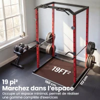 SPORTNOW Station de Musculation Multifonction Acier Charge 460 kg, Barre de Traction, Rack de Squat, Dips, 160x112x215cm, Rouge(m-9)