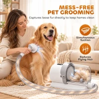 PawHut Dog Grooming Kit with 10Kpa Vacuum, 2.5L Dog Vacuum Groomer & Clipper, 5 in 1 Pet Grooming Kit, Low Noise 65dB(m-5)