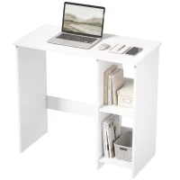 HOMCOM Scrivania per Computer con 2 Ripiani Aperti, 80 cm, Bianco(m-11)