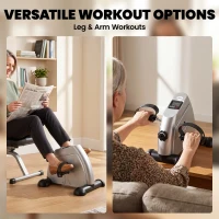 HOMCOM Mini Exercise Bike, Portable Pedal Exerciser, Under Desk Bike with LCD Display for Legs and Arms Training, Silver Tone(m-4)