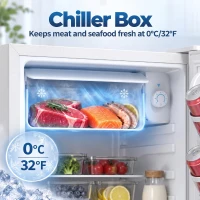 HOMCOM 73 L Mini Fridge with Chiller Box, Single Door Compact Refrigerator, Adjustable Thermostat, Reversible Door, White(m-4)