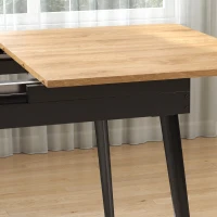 HOMCOM Uitschuifbare Eettafel 130-160 cm, Keukentafel met Afgeronde Hoeken, Eiken(m-11)