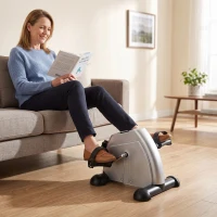 HOMCOM Mini Cyclette Portatile per Gambe e Braccia, Pedaliera per Riabilitazione con Display LCD, Argento(m-2)