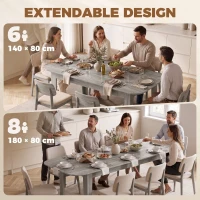 HOMCOM Extendable Oval Dining Table for 4-6, Modern Expandable Kitchen Table, Round Edges, Grey Wood Effect(m-4)