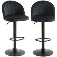 HOMCOM Barhocker 2er Set Drehbar Barstuhl mit Fußstütze, Rückenlehne, für Küche, Wohnzimmer, Esszimmer, Schwarz(m-11)