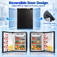 HOMCOM 73 L Mini Fridge with Chiller Box, Single Door Compact Refrigerator, Adjustable Thermostat, Reversible Door, Black(m-6)