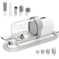 PawHut Dog Grooming Kit with 10Kpa Vacuum, 2.5L Dog Vacuum Groomer & Clipper, 5 in 1 Pet Grooming Kit, Low Noise 65dB(m-15)