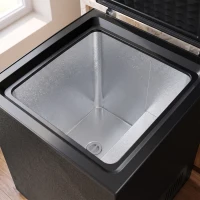 HOMCOM 91L Freestanding Chest Freezer with Removable Storage Basket, Chest Freezer with Mechanical Temperature Control, Black(m-11)