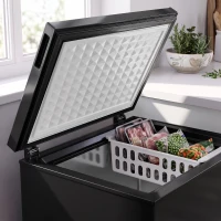 HOMCOM 91L Freestanding Chest Freezer with Removable Storage Basket, Chest Freezer with Mechanical Temperature Control, Black(m-12)