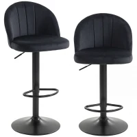 HOMCOM Barhocker 2er Set Drehbar Barstuhl mit Fußstütze, Rückenlehne, für Küche, Wohnzimmer, Esszimmer, Schwarz(m-12)