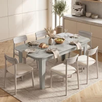 HOMCOM Extendable Oval Dining Table for 4-6, Modern Expandable Kitchen Table, Round Edges, Grey Wood Effect(m-8)