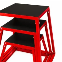 SPORTNOW Boîte Entraînement Pliométrique Trapézoïdale en Acier, 3 Plateformes de Saut Antidérapantes 30,5/45,8/61 cm, Rouge(m-11)