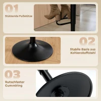 HOMCOM Barhocker 2er Set Drehbar Barstuhl mit Fußstütze, Rückenlehne, für Küche, Wohnzimmer, Esszimmer, Schwarz(m-7)