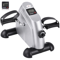 HOMCOM Mini Exercise Bike, Portable Pedal Exerciser, Under Desk Bike with LCD Display for Legs and Arms Training, Silver Tone