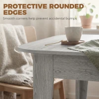 HOMCOM Extendable Oval Dining Table for 4-6, Modern Expandable Kitchen Table, Round Edges, Grey Wood Effect(m-6)