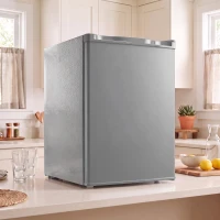 HOMCOM 73 L Mini Fridge with Chiller Box, Single Door Compact Refrigerator, Adjustable Thermostat, Reversible Door, Grey(m-14)