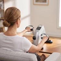 HOMCOM Mini Cyclette Portatile per Gambe e Braccia, Pedaliera per Riabilitazione con Display LCD, Argento(m-18)