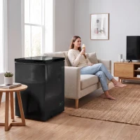 HOMCOM 91L Freestanding Chest Freezer with Removable Storage Basket, Chest Freezer with Mechanical Temperature Control, Black(m-9)
