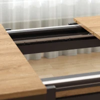 HOMCOM Uitschuifbare Eettafel 130-160 cm, Keukentafel met Afgeronde Hoeken, Eiken(m-10)
