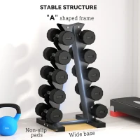 SPORTNOW Five-Tier Dumbbell Storage Rack, for Home Gym Exercise - Black(m-6)
