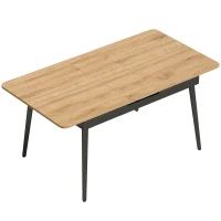 HOMCOM Masă extensibilă 130-160 cm, masă de bucătărie cu colţuri rotunjite, stejar(m-1)