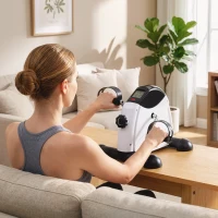 HOMCOM Mini Cyclette Portatile con Schermo LCD e Resistenza Regolabile, 40x39x29 cm, Bianco(m-9)