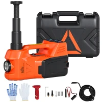 HOMCOM Elektrischer Hydraulik-Wagenheber 5T, 12V, 143-450 mm, LED-Licht, Luftpumpe, Zigarettenanzünder, 34,3x25,5x17,3cm, Orange(m-8)