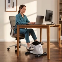 HOMCOM Mini Cyclette Portatile con Schermo LCD e Resistenza Regolabile, 40x39x29 cm, Bianco(m-8)