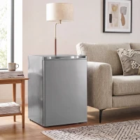 HOMCOM 73 L Mini Fridge with Chiller Box, Single Door Compact Refrigerator, Adjustable Thermostat, Reversible Door, Grey(m-9)