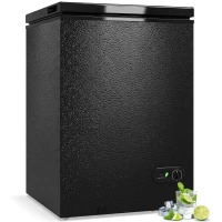 HOMCOM 91L Freestanding Chest Freezer with Removable Storage Basket, Chest Freezer with Mechanical Temperature Control, Black(m-15)