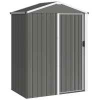 Outsunny Abri de Jardin en Métal 1,2 m², Cabane Jardin Extérieure, Porte Coulissante Verrouillable, 136x87x176cm, Gris Clair(m-1)
