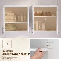 HOMCOM Bathroom Wall Cabinet, Wall-Mounted Bathroom Storage Cabinet with 2 Doors, Adjustable Shelf for Kitchen, White(m-5)