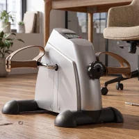 HOMCOM Mini Cyclette Portatile per Gambe e Braccia, Pedaliera per Riabilitazione con Display LCD, Argento(m-16)