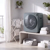 HOMCOM Mini Wäschetrockner 4 kg mit 5 Programme bis zu 60℃ 800W/400W Ablufttrockner mit Edelstahltrommel Grau(m-8)