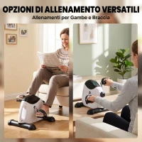 HOMCOM Mini Cyclette Portatile con Schermo LCD e Resistenza Regolabile, 40x39x29 cm, Bianco(m-4)