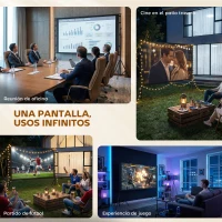 HOMCOM Pantalla de Proyección Manual 100 Pulgadas Formato 16:9 HD 4K/8K de Doble Cara con Soporte Interior y Exterior Blanco(m-8)