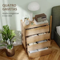 HOMCOM Cómoda de 4 Gavetas para Quarto Moderna Design sem Puxadores para Sala de Jantar Entrada 60x40x80 cm Madeira(m-6)