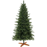HOMCOM Kunstkerstboom 180 cm met inklapbare houten standaard, 1438 takpunten, groen(m-14)