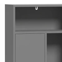 HOMCOM Meuble de salle de bain, meuble de rangement étroit avec 2 tiroirs, compartiments ouverts, 50x25x100cm, gris(m-12)