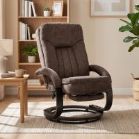 HOMCOM Swivel Recliner Chair, Velvet Recliner Armchair with Retractable Footrest, Dual-Layer Cushion, High Back, Dark Brown(m-2)
