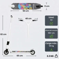 SPORTNOW Scooter Acrobático para Trucos con Plataforma de Aluminio Rodamientos ABEC-7 Ruedas 100 mm Manillar 360° Blanco(m-3)