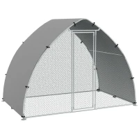PawHut Galvanised Outdoor Chicken Coop with Cover, for 4-6 Chickens, Hens, Ducks, Rabbits, 3 x 1.9 x 2.2m - Silver Tone(m-1)