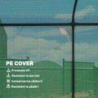 Outsunny Seră de balcon cu ușă rulabilă și 2 ferestre din plasă, seră pentru legume cu structură din oțel și husă PE, 200x75x188 cm, verde(m-5)