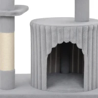 PawHut Krabpaal voor katten, 93 cm, 3 niveaus, met sisal krabpalen, kattengrot, groot ligbed en platform, voor katten tot 6 kg(m-11)