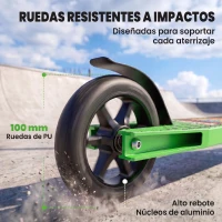 SPORTNOW Scooter Acrobático para Trucos con Plataforma de Aluminio Rodamientos ABEC-7 Ruedas 100 mm Manillar 360° Verde(m-5)