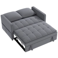 HOMCOM Canapé Convertible 2 Places, Canapé-Lit Clic-Clac 130 cm, Dossier Réglable, Poches Latérales, Gris Foncé(m-1)