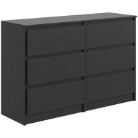 HOMCOM Commode Chambre Adulte, Chiffonnier 6 Tiroirs, Commode Vêtement, Meuble de Rangement Contemporain pour Salon, Noir(m-1)