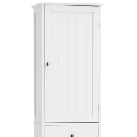 HOMCOM Smalle badkamerkast met kantelbaar wasvak, 180 cm, wit(m-10)